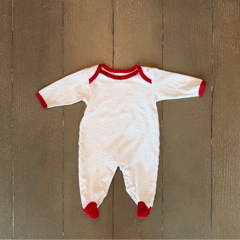 Paty Baby Girls’ Long-Sleeve Polka Dotted “Paty Knit Footie” Sleeper • Size 3-6M
